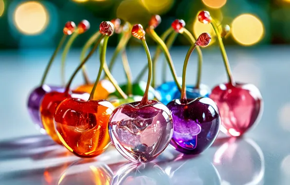 Glass, Rainbow, Cherry, Cherry, AI art, Neural network, Rainbow Cherry