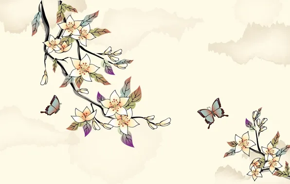 Trees, figure, Butterfly