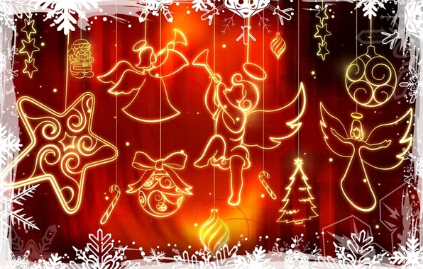 Decoration, red, vector, Christmas