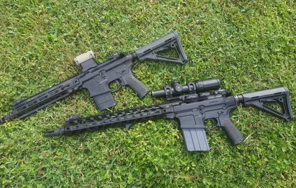 Grass, weapons, optics, assault rifles
