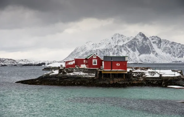 Sea, mountains, home, Norway, Svolvær