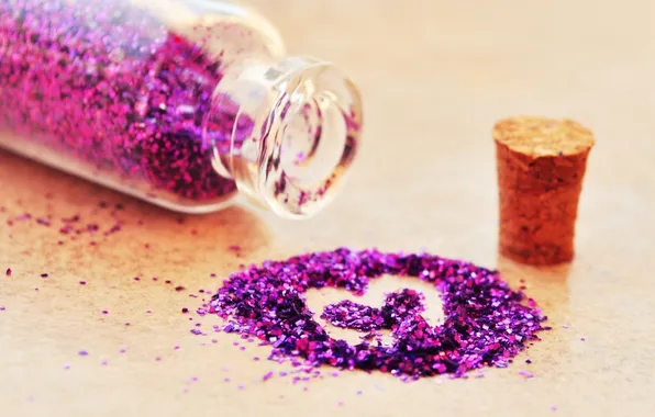 Picture purple, love, background, Wallpaper, mood, heart, bottle, sequins