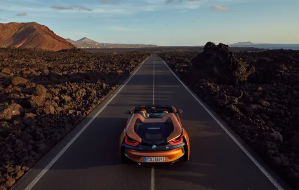 Roadster, rear view, 2018, BMW i8