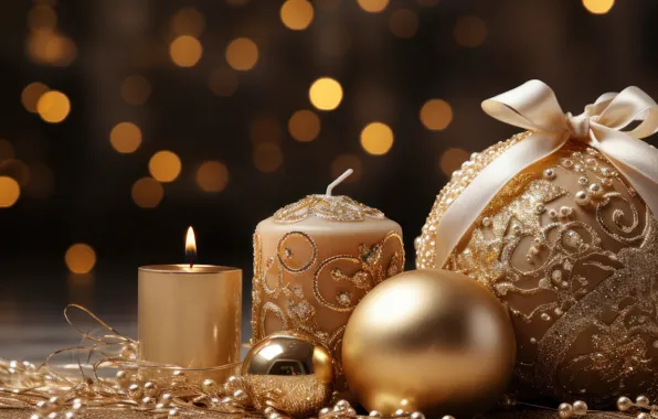 Balls, gold, Board, Christmas, New year, gold plated, gold, Christmas decorations