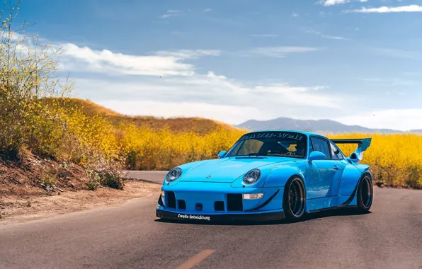 Download Wallpaper Blue Sport Widebody RWB Vehicle Porsche 911 993