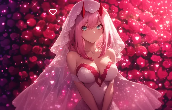 Anime, art, wallpaper, the bride, pink hair, bride, pink hair, wife