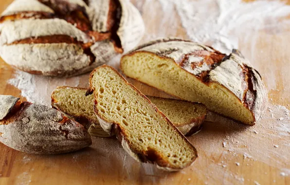 Table, bread, flour, chunks