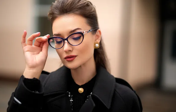 Girl, sweetheart, model, Glasses, Face, Wallpaper, Portrait, brown hair