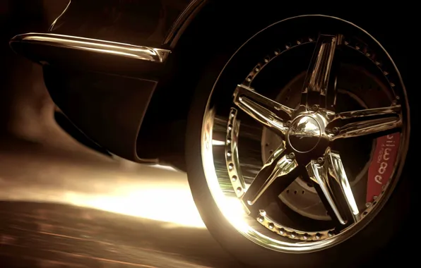 Close-up, wheel, chrome