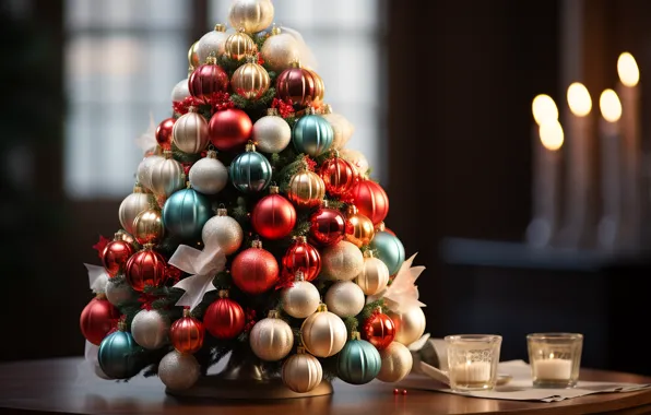 Balls, light, lights, table, room, balls, candles, blue