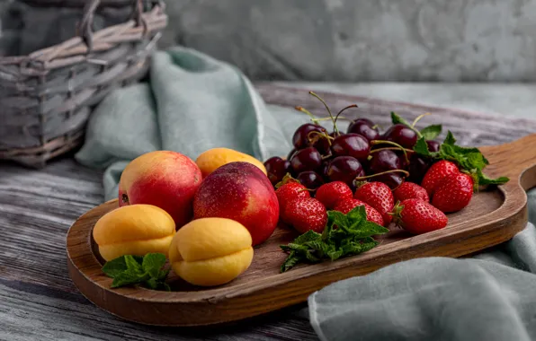 Berries, fruit, cutting Board