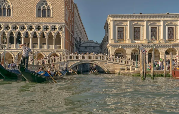 Boat, Italy, Venice, channel, gondola, The Bridge Of Sighs, Straw Bridge