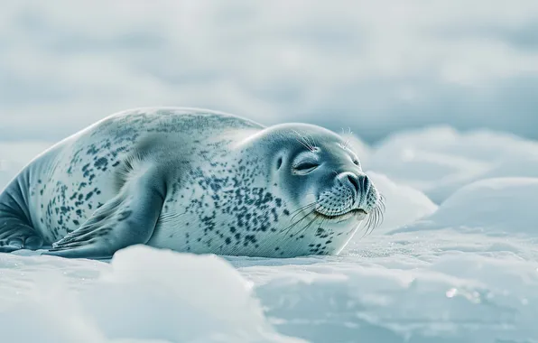 Winter, snow, nature, shore, seal, sleep, ice, sleeping