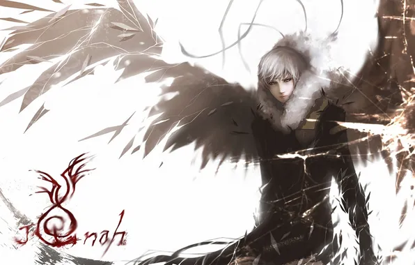 Cracked, the inscription, wings, angel, art, guy