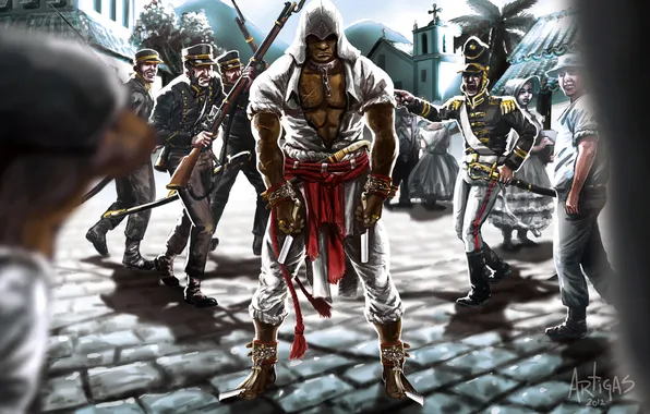 Picture people, art, soldiers, assassins creed, art, assassin, brazil