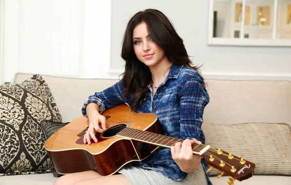 Picture music, girl, guitar, star, woman, eyes, smile, beautiful