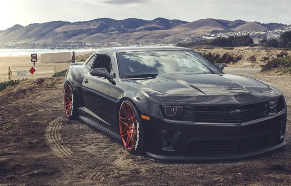 Picture Chevrolet, Camaro, black, Red wheels