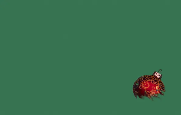 Mood, holiday, toy, minimalism, ball, New year, new year, green background