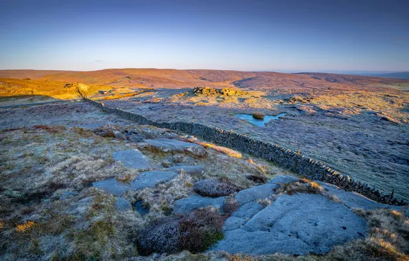 Picture Horizon, UK, North Yorkshire, North Yorkshire, snow, Rock Wall, Clapham-Lancaster, Clapham Lancaster
