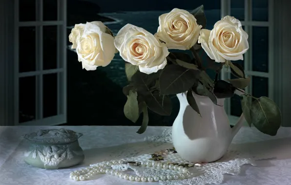 Picture style, roses, vintage, necklace, bouquet