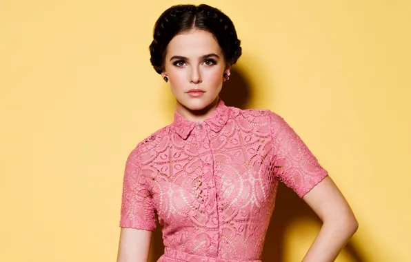 Yellow, pose, background, portrait, makeup, dress, brunette, pink