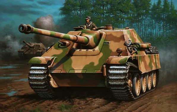 Germany, Forest, Jagdpanther, Tank fighter, Sd. Car. 173