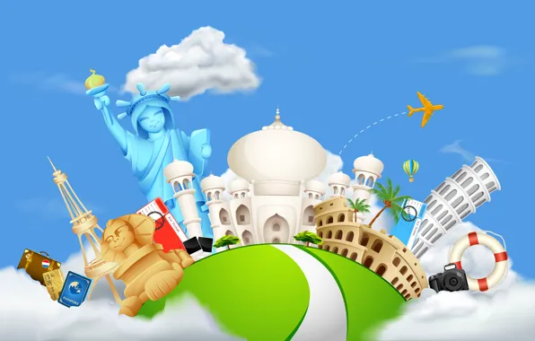 The world, Taj Mahal, journey, Colosseum, attractions