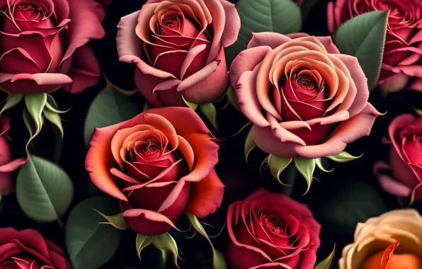 Picture flowers, roses, pink, flowers, beautiful, roses, buds