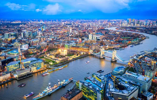 The sky, bridge, river, ship, England, London, home, horizon