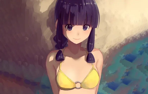 Girl, sexy, boobs, anime, beautiful, pretty, brunette, breasts