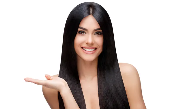Picture girl, smile, portrait, makeup, brunette, gesture, model