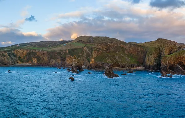 The ocean, Panorama, Ireland, Coast, Donegal