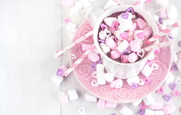 Drink, cocoa, marshmallows