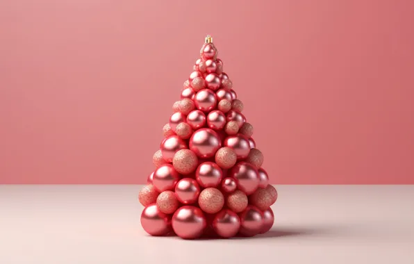 Balls, Shine, Christmas, New year, pink, herringbone, pink background, Christmas decorations
