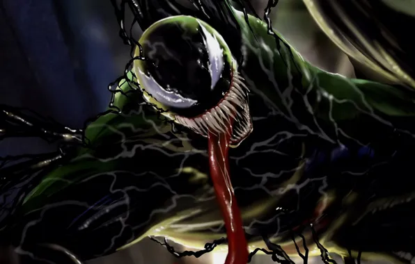 Language, eyes, black, mouth, claws, Venom, Venom, symbiote