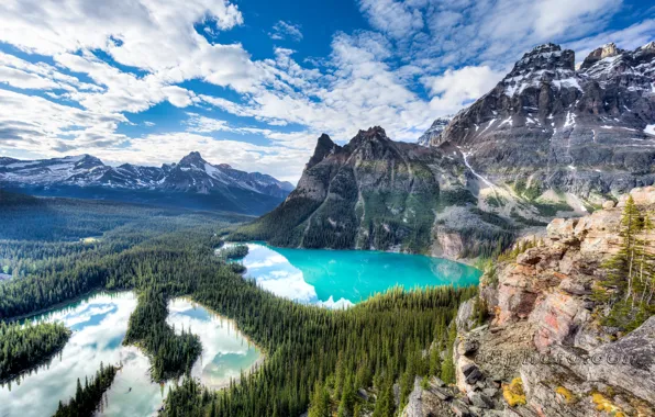 Forest, mountains, nature, lake, rocks, Canada, Yoho National Park, photographer Mark Donovan