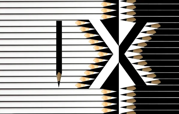 Black, pencils, white