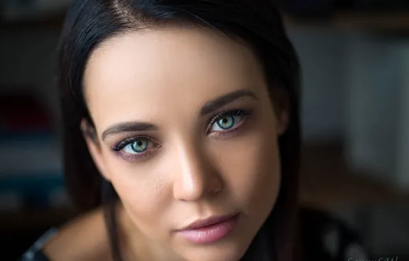 Look, close-up, face, model, portrait, makeup, brunette, hairstyle