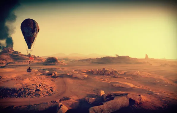 Sunset, Road, Desert, Postapokalipsis, Balloon, Mad Max