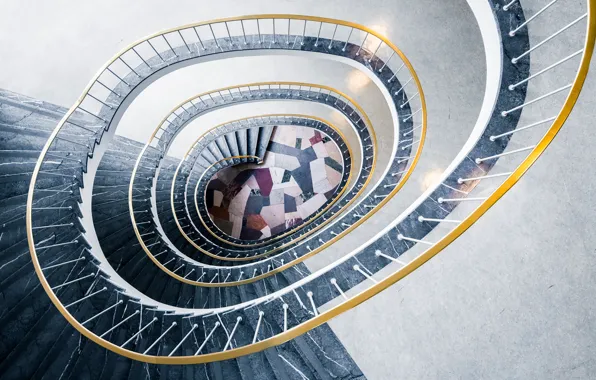Spiral, staircase, stair, handrail