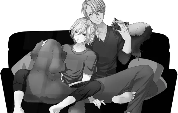 Sport, anime, art, Yuri on the ice, yuri on ice, Viktor Nikiforov, Yuri Plesetskiy