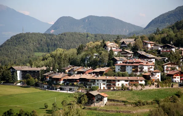 Forest, mountains, the city, photo, home, Italy, Fiè ALLO Sciliar