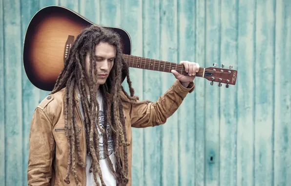 Street, people, guitar
