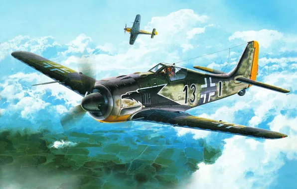 Picture war, art, painting, aviation, concept art, drawing, ww2, combat