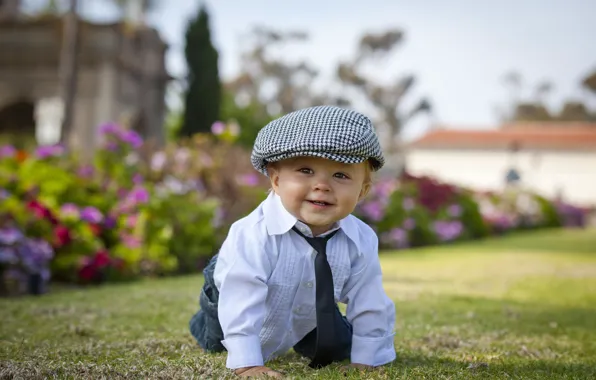 Picture smile, boy, tie, cap