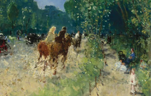 Landscape, picture, rider, Pierre Eugène Montesin, Pierre-Eugene Montezin, The Bois De Boulogne