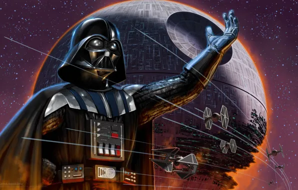 Picture Star Wars, Darth Vader, Star wars, The Death Star, TIE-fighters