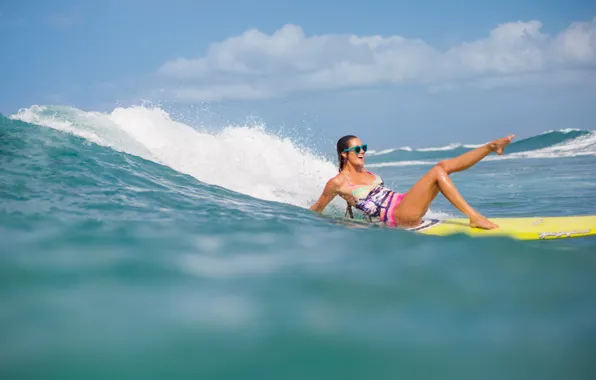 Girl, sport, wave, surfing, Board, surfing
