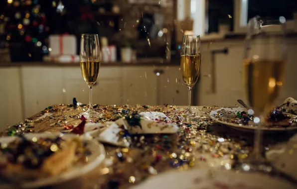 Table, wine, Shine, glass, food, glasses, window, Christmas