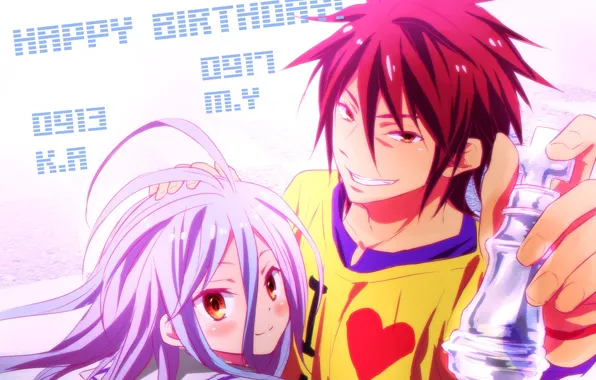 Anime, art, girl, guy, two, No Game No Life
